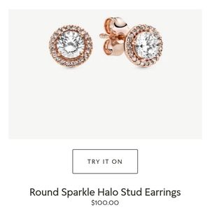 Pandora Round Sparkle Halo Stud Earrings rose gold